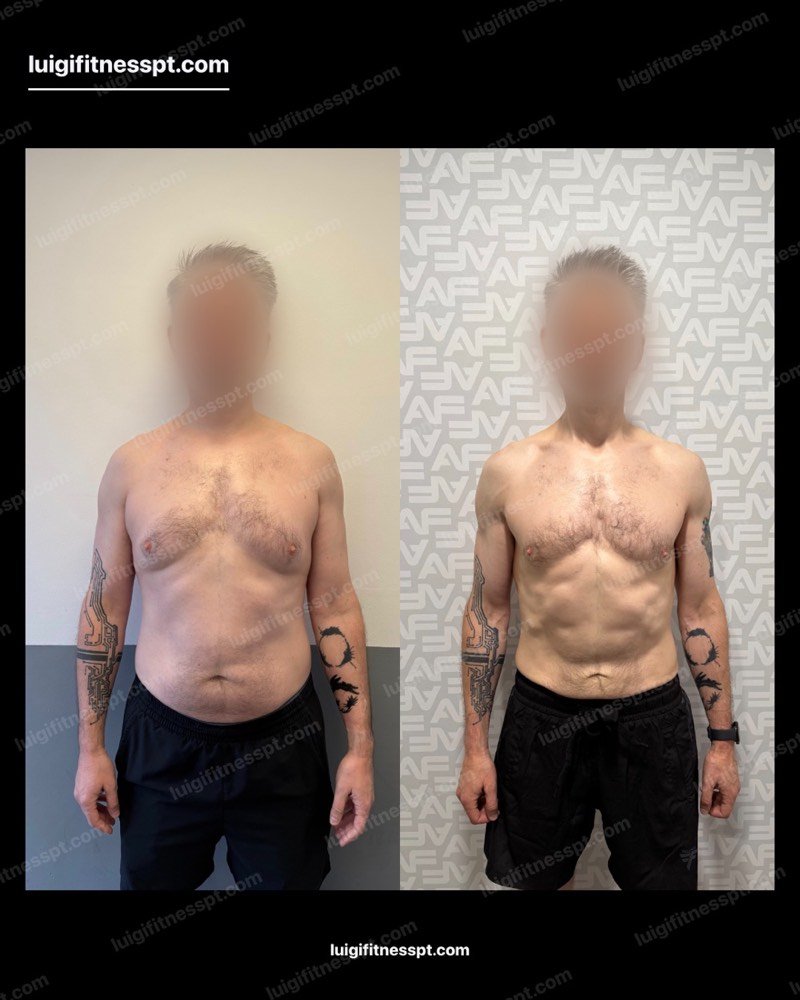 Client before and after body transformation with Luigi Fitness PT, Tulse Hill